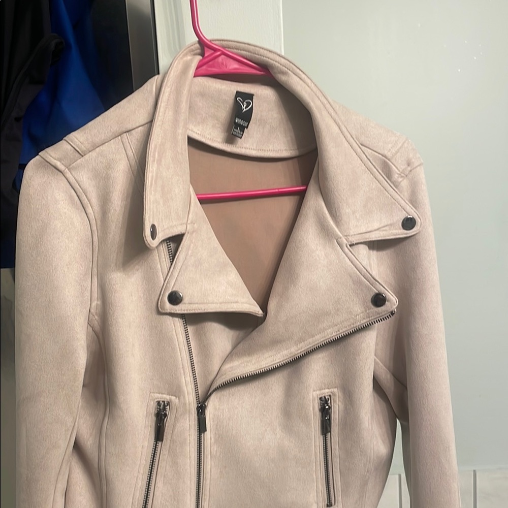 Windsor Cream Leather Moto Jacket